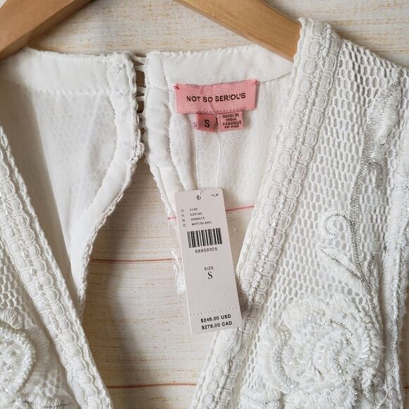 Not So Serious by Pallavi Mohan Deep V-Neck Mini Dress Sleeveless White Small - Picture 10 of 15